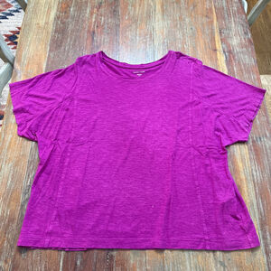 Eileen Fisher Magenta Short Sleeve Tee Women's Large